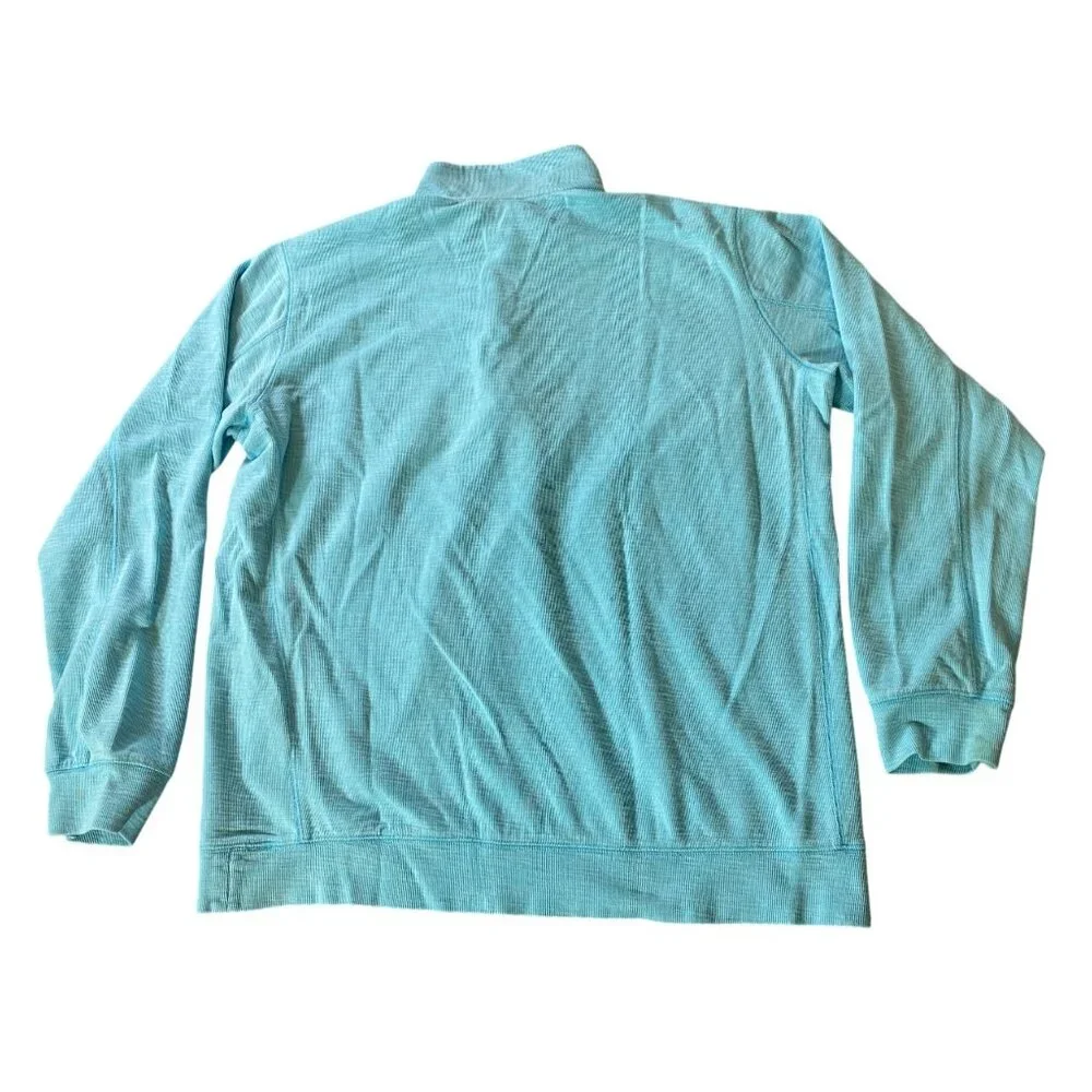 Lands End Mens Aqua Quarter-Zip Pullover XL Cotton Blend